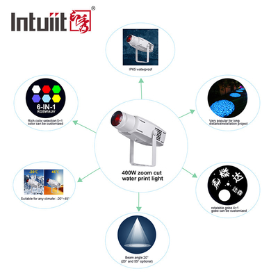 Özel 400W Dışarıda IP65 RGBW LOGO LED Projeksiyon Işıkları Ticari Sokak GOBO Landşaft Projeksiyon Işıkları