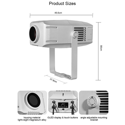 Özel Logo Dış Cephe Işıkları IP65 Su geçirmez 200W Led RGBW Döner Gobo Projeksiyonu Gobo Işık