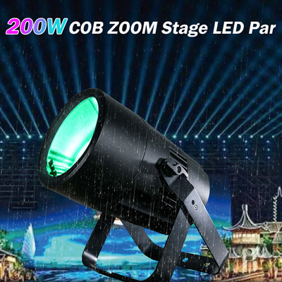 Su geçirmez LED Zoom COB Par 200W RGBW 4in1 Işık Kilise Tiyatrosu Düğün için Yüksek Parlaklık