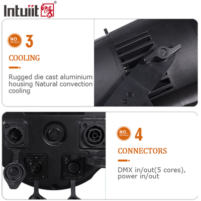 Su geçirmez LED Zoom COB Par 200W RGBW 4in1 Işık Kilise Tiyatrosu Düğün için Yüksek Parlaklık