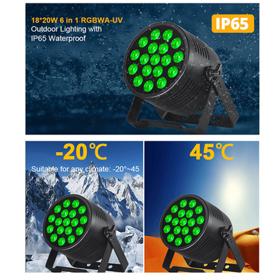 DJ Light 18pcs 20W 6IN1 RGBWA-UV Flat Par Dış Mimarlık Yıkama Işığı IP65 18x20W LED Su geçirmez Par