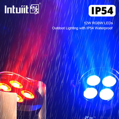 4*12W RGBW IP54 Kablosuz Pil Güçlendirilmiş LED Yükseltileri Bahçe Uygulamaları için Spotlights