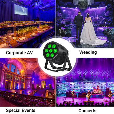 LED Par Işıklar 6in1 Sahne Işıkları 7x20W RGBWA-UV DMX512 Kontrol Dışarıdaki DJ Işıkları Sahne Partisi Kulüp Disko Düğün Etkinlikleri