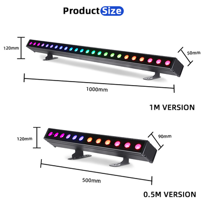 IP65 Pil Güçlü Led Duvar Yıkama 12 adetx2W Rgbw 4'ü 1 Arada Led Bar Işık Dış Mekan için