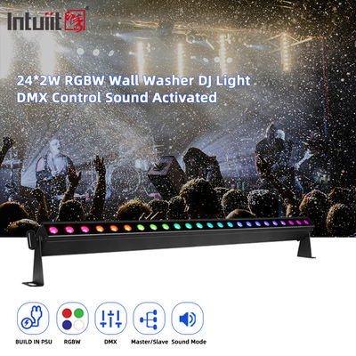 Ses Kontrolü 24 adet*2w DMX512 RGBW 4'ü 1 Arada Piksel Lineer Bar Led Duvar Yıkama Işığı Profesyonel Aydınlatma