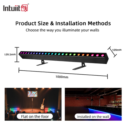 Yıkama Işığı IP20 DMX512 Gelişmiş Akıllı Müzik Çözümü 24 * 2W RGBW LED Işıklar Doğrusal Bar Duvar Yıkamacı