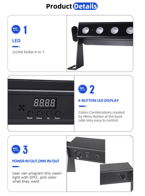 IP20 Sahne Etkinlik Partisi Düğün 12x2W RGBW DMX Pil ile çalışan LED Duvar Yıkayıcı Yüklü