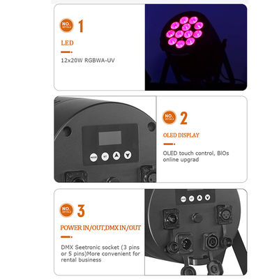 Yüksek verimlilikli Su geçirmez 18x20w LED Sahne Par Işığı DMX512 Kontrol Rgbwa UV Düğün DJ Booth Enerji tasarrufu tasarımı