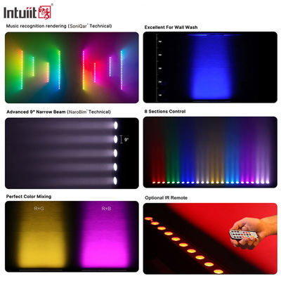 24x2W RGBW 4'ü 1 Arada LED Lineer Duvar Yıkama Çubuğu — DMX512 Ses Aktif Sahne Yıkama Işığı Binalar ve Etkinlikler İçin