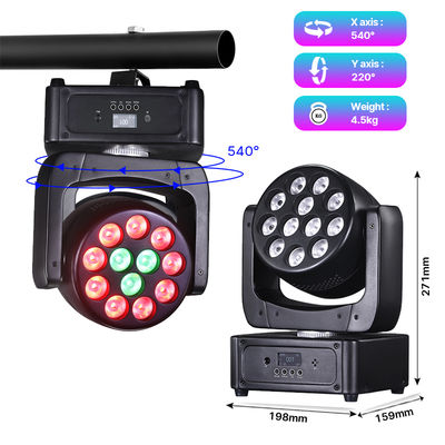 12*8W Hareketli Kafa LED DJ Işığı RGBW Yıkama Işın DMX512 Düğünler, Disko Partileri için Ses Aktif Sahne Aydınlatması