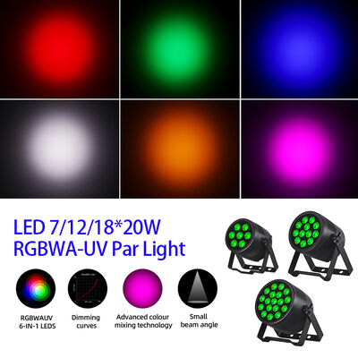 LED 7/12/18X20W Rgbwa Uv 6In1 Su geçirmez DMX 512 Açık Hava Projeleri için LED Par Işık