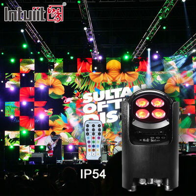 Profesyonel IP54 Kablosuz DMX Pilli LED Par Işık 4 * 12W RGBW 4-in-1 - Uzaktan Kumanda Düğün Yıldırımı