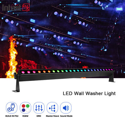 Profesyonel 9 derece dar ışınlı LED Duvar Yıkayıcı 24x2W RGBW 4in1 DMX512 Sahne etkinliği için iç hatlı yıkama ışık çubuğu