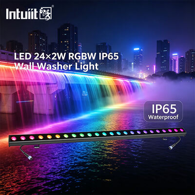 Dış Mekan LED Duvar Yıkama Çubuğu 24x2W RGBW 4in1 IP65 Su Geçirmez DMX512 Bina Cephe Peyzaj Köprü Sahne Aydınlatma için Doğrusal Yıkama