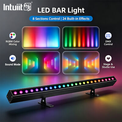 24x2W RGBW 4'ü 1 Arada LED Lineer Duvar Yıkama Çubuğu — DMX512 Ses Aktif Sahne Yıkama Işığı Binalar ve Etkinlikler İçin