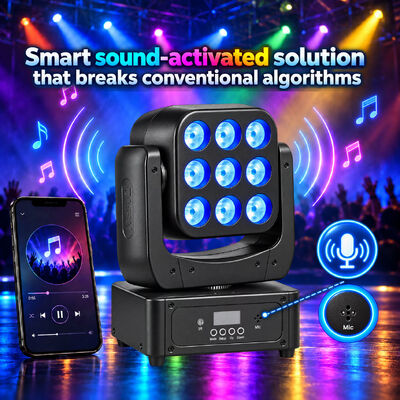 9x8W Portable Mini Led Rgbw Dj Party Lights Moving Head Dmx Stage Lights