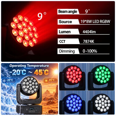 19x8w Rgbw 4in1 Hareketli Baş Yıkama Işığı Dj Disko Led Sahne Işıkları