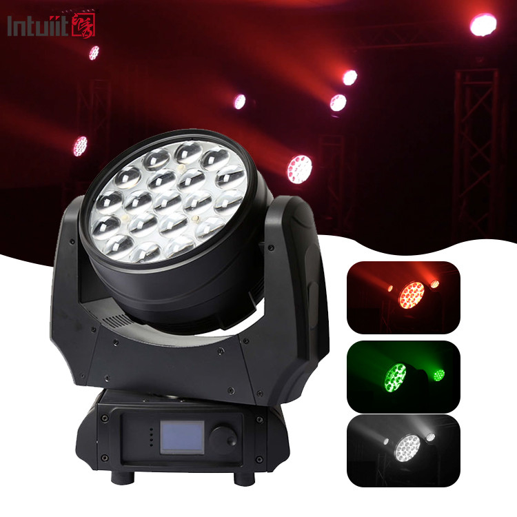 Yüksek Kaliteli Çamaşır Makinesinin Zoom Hareketli Baş Işığı 19x10w 4in1 RGBW Led Hareketli Baş Konser Parçası