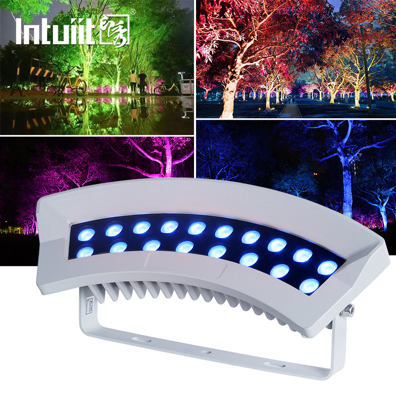 36W DMX 512 RGBW Renkli Ağaç Işığı LED IP65 Su geçirmez Dış Arka Lampası Yüzük Bahçe Manzara Işığı