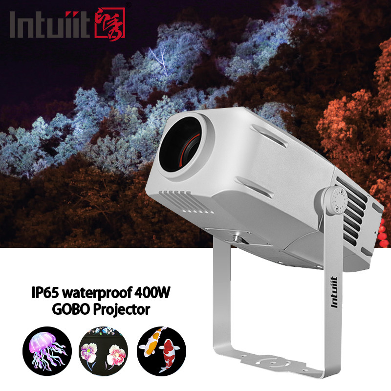 Özel Logo Dış Cephe Işıkları IP65 Su geçirmez 200W Led RGBW Döner Gobo Projeksiyonu Gobo Işık