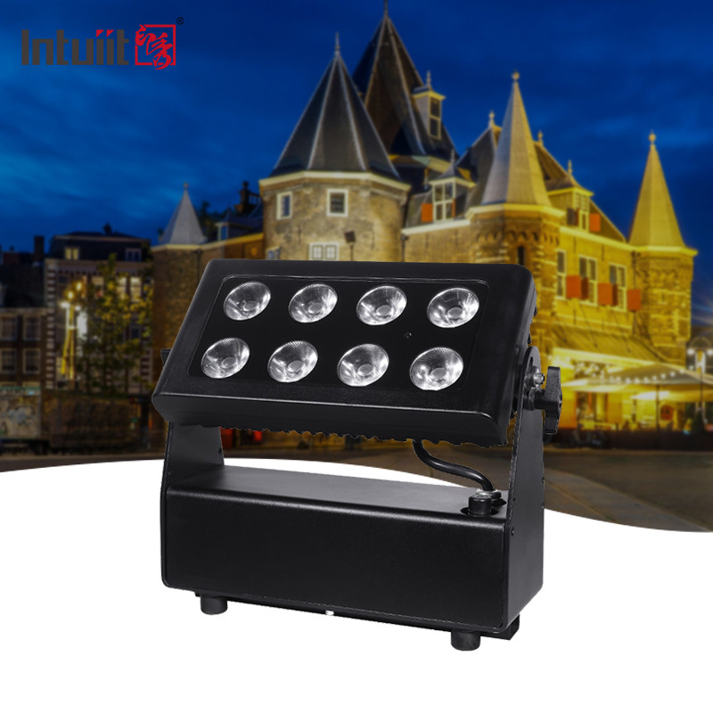 Su geçirmez Pil ile çalışan Şehir Renkli Yıkama Işıklandırma Projekör 8X15W RGBW LED DMX512 Kontrol led sahne ışıkları
