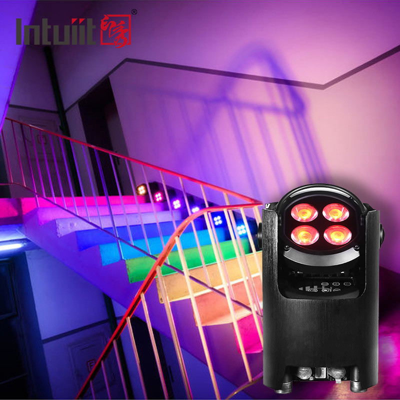 4*12W 4-in-1 RGBW Dj Düğün Pil Enerjisi LED Yukarı Işığı WIFI Kablosuz disko Sahne Işıkları