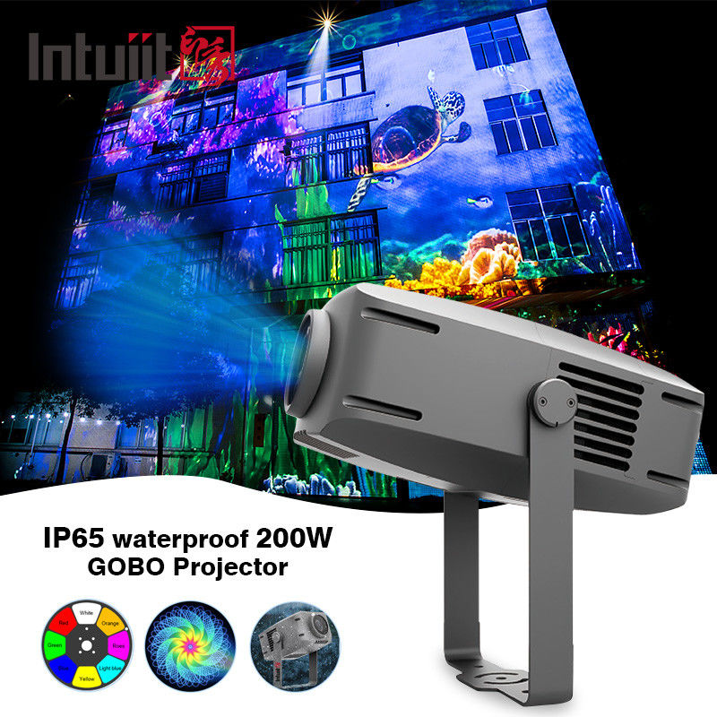 200W Gobo Projector Dışarıda IP65 Gobo Logo Projector Su geçirmez Özel Logo Döner Gobo Projector Işık Reklam Işıkları