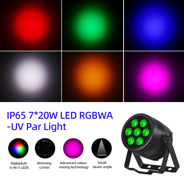 LED Par Işıklar 6in1 Sahne Işıkları 7x20W RGBWA-UV DMX512 Kontrol Dışarıdaki DJ Işıkları Sahne Partisi Kulüp Disko Düğün Etkinlikleri