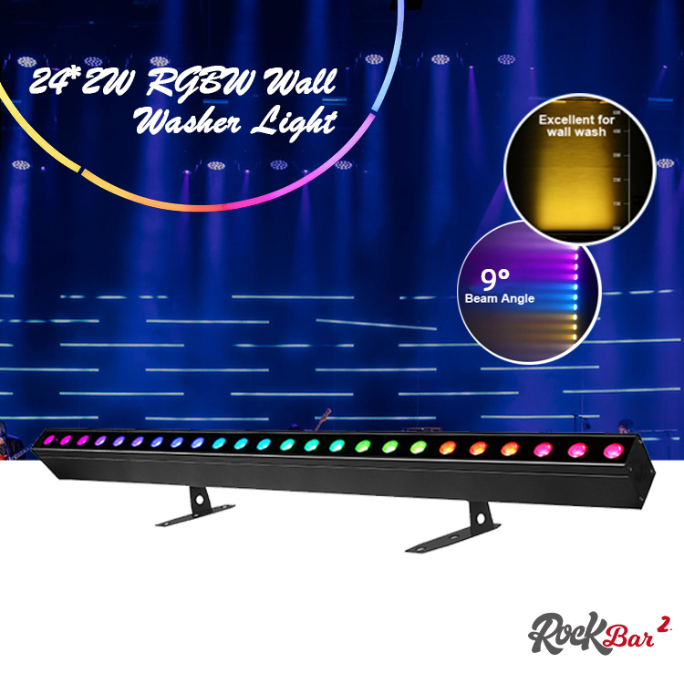 Yıkama Işığı IP20 DMX512 Gelişmiş Akıllı Müzik Çözümü 24 * 2W RGBW LED Işıklar Doğrusal Bar Duvar Yıkamacı