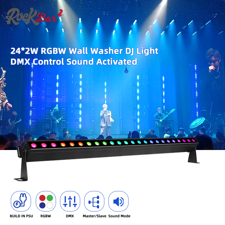 24*2W RGBW 4in1 Led Duvar yıkama çubuğu Ses modu Dj Düğün Şehir Etkinlikler Sahne Led Yıkama Işığı