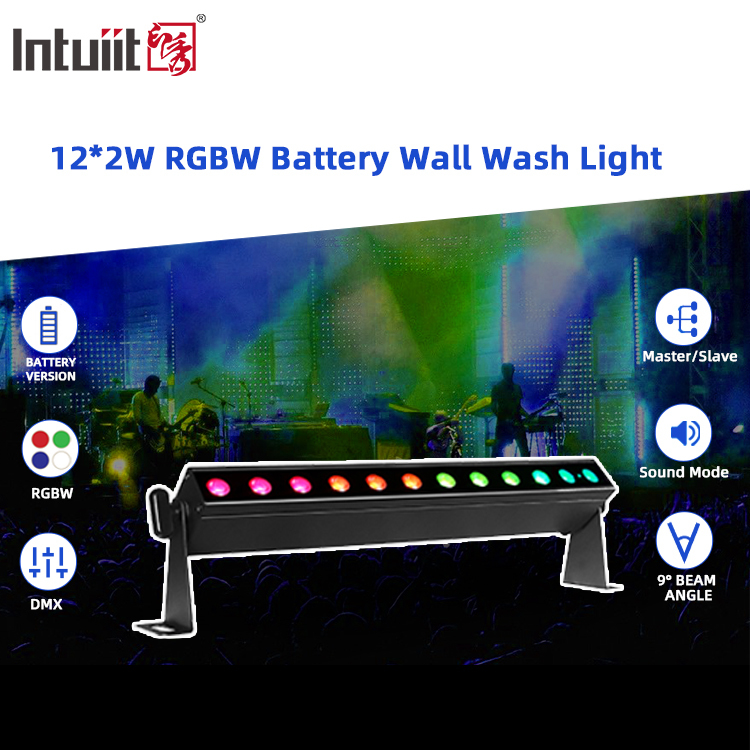 IP20 Kablosuz 12x2W 0.5m 4in1 Pil ile çalışan Led Duvar Çamaşırhane Işıkları Sahne Işığı