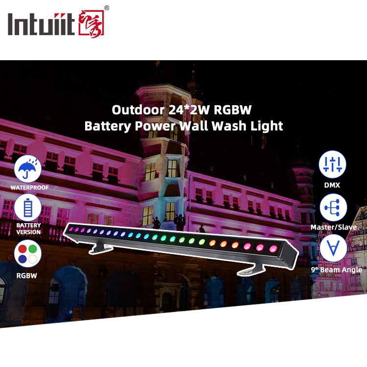 Ticari Dış Mekan Aydınlatması için RGBW Efektli IP65 Su Geçirmez 24x2W DMX512 LED Duvar Yıkama Işığı