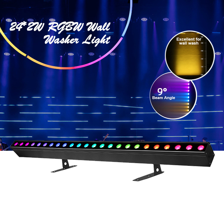 Yıkama Işığı IP20 DMX512 Gelişmiş Akıllı Müzik Çözümü 24 * 2W RGBW LED Işıklar Doğrusal Bar Duvar Yıkamacı