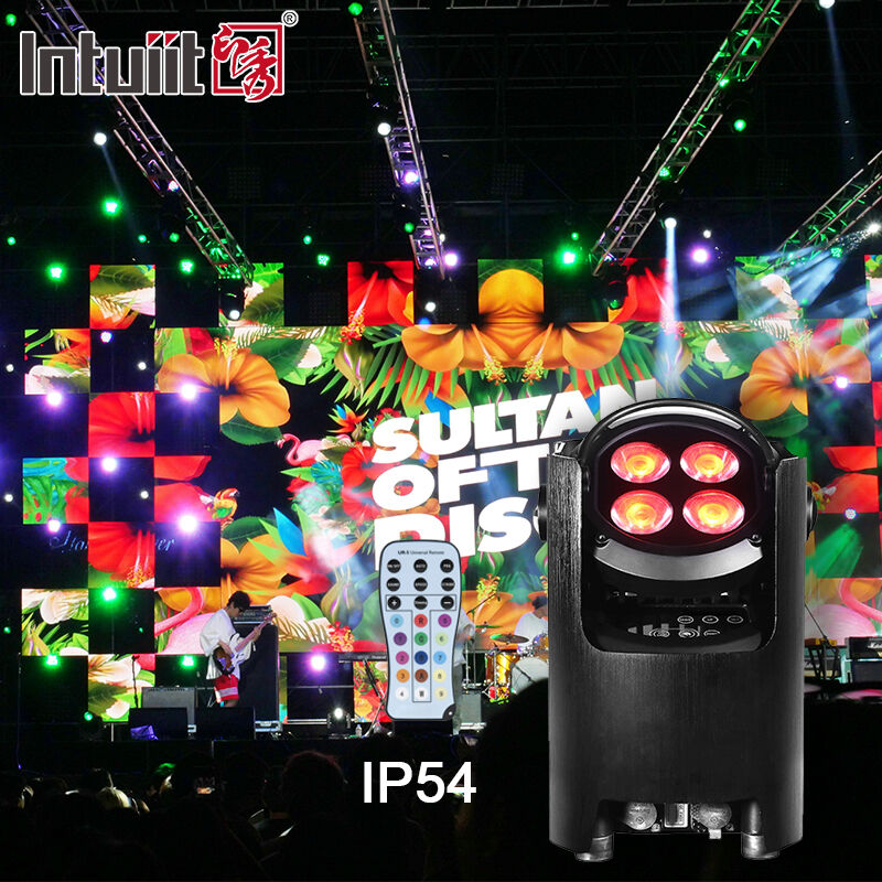 Profesyonel IP54 Kablosuz DMX Pilli LED Par Işık 4 * 12W RGBW 4-in-1 - Uzaktan Kumanda Düğün Yıldırımı