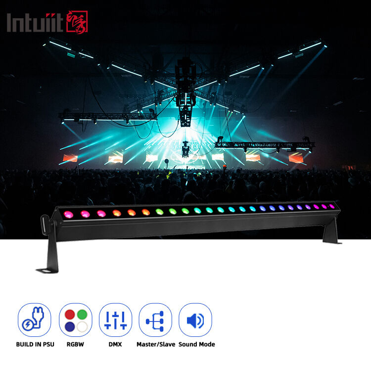 İçerideki LED Duvar Yıkama Işığı 24x2W RGBW DMX512 Ses Aktif Sahne Çubuğu Işığı Mimarlık İç Dekorasyonu için IP20 Doğrusal Yıkama Işığı
