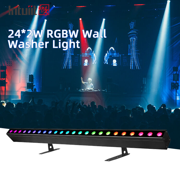 Indoor LED Wall Washer Light 24x2W RGBW DMX512 Sound Active Stage Bar Lighting IP20 Linear Wash Light for Architectural Interior Decor