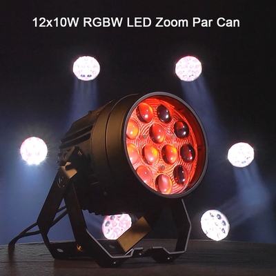 LED Par Işıklar 12x10W RGBW Ses etkinleştirilmiş DMX512 kontrol LED zoom par ışık