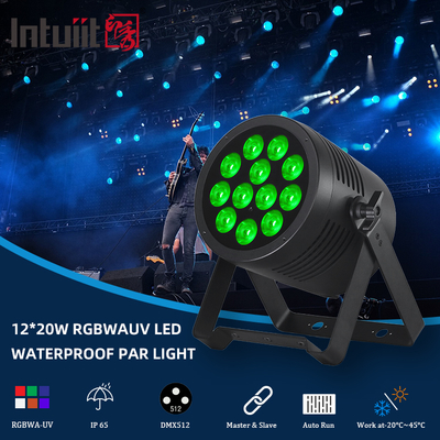 IP65 LED Par Light Su geçirmez IP65 Rated Outdoor 12x20W RGBWA-UV 6in1 Sahne Işığı DMX512