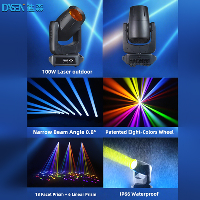 Düğün için 2025 Yeni 100W Lazer Hareketli Baş Fenerleri KTV DJ DMX512 Kontrol Modu