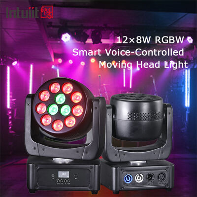 12X8W RGBW 4IN1 LED Hareketli Kafa Yıkama Sahne Işığı Etkinlik Parti Aydınlatması İçin Ses Aktifli