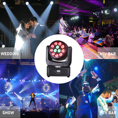 Fabrika fiyatı Mini LED Hareketli Baş 12x8W RGBW 4in1 Yıkama Sahne Işığı DMX512 Küçük Etkinlik için Ses Aktif Disko Parti DJ Işıklandırması