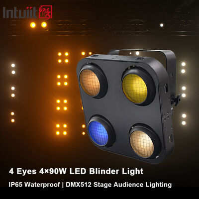 4 gözlü LED COB körlük ışığı 4x90W RGB Sıcak Beyaz Amber Sahne Körü Strobe DMX512 Piksel Kontrolü Etkinlik Partisi için Sahne Işıkları
