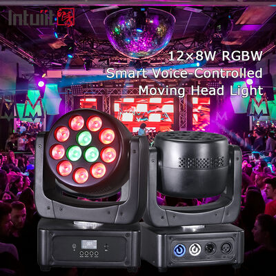 12x8W LED Hareketli Baş Yıkama RGBW 4in1 Ses Aktif Parti Işığı Mobil DJ Disko Ev Partisi Sahne Gösteri için DMX Kontrolü