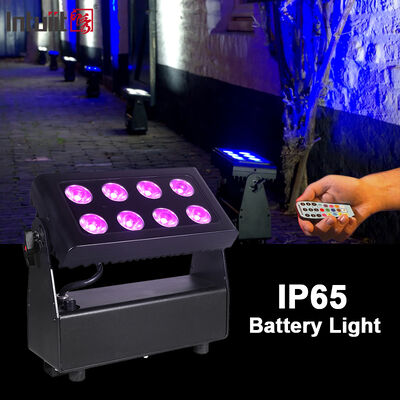 Outdoor IP65 Waterproof 8x15W RGBW 4 in 1 Battery Powered Wireless DMX LED Flood Light Stage Wash Light